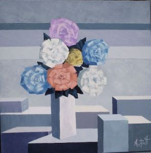 Voir le détail de cette oeuvre: Bouquet fleurs pastel